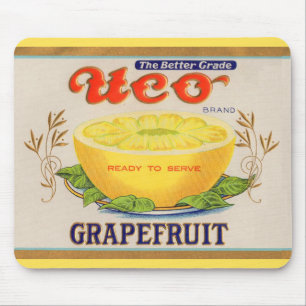 Uco-Markenzeichen Grapefruit-Zeichen der 30er Jahr Mousepad
