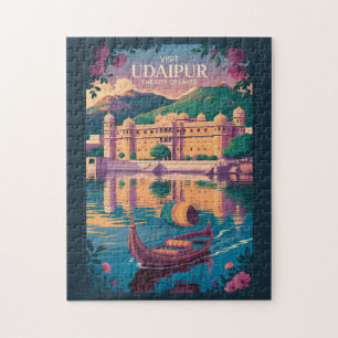 Udaipur India City Palace Illustration Travel Art