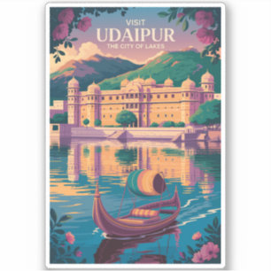 Udaipur India City Palace Illustration Travel Art Aufkleber