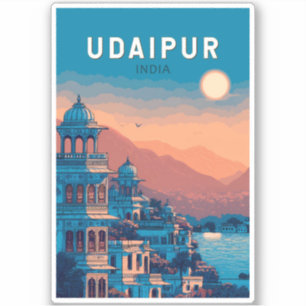 Udaipur India Illustration Travel Art Vintag Aufkleber