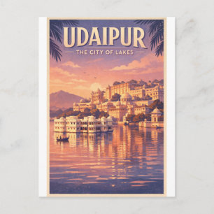 Udaipur, Indien, in einer klassischen Retro-Reise Postkarte