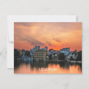Udaipur Sunset über dem See Pichola Postkarte