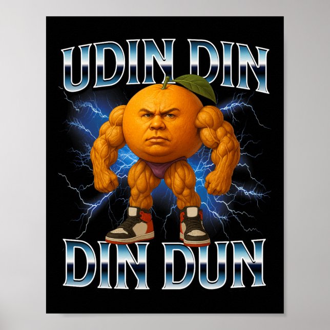 Udin Din Dun Funny Italienisch Brainrot Meme Bodyb Poster (Vorne)