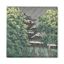 Udo Tower, Schloss Kumamoto im Regen Kawase Hasui