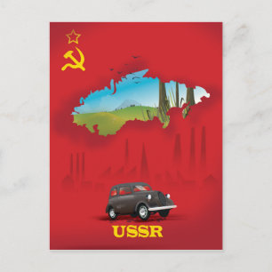 UdSSR Illustrierte Landkarte Poster Postkarte