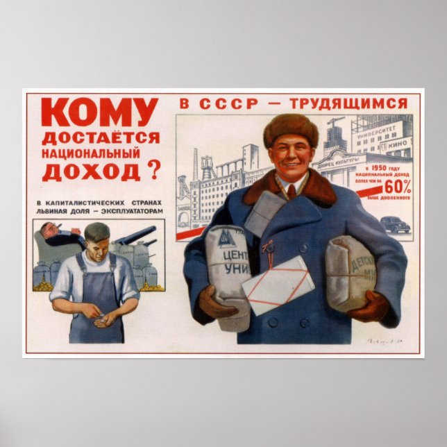 UdSSR Sowjetunion Gewerkschaft Antikapitalismus 19 Poster (Vorne)