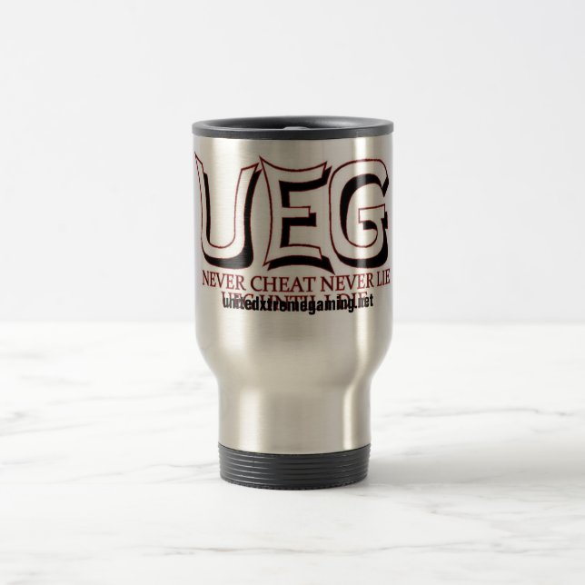 ueg liegen nie Sloganreise-Tasse Reisebecher (Mittel)