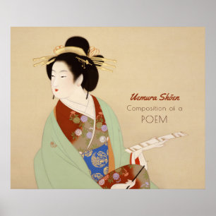 Uemura Shōen Zusammensetzung eines Gedichts Japani Poster