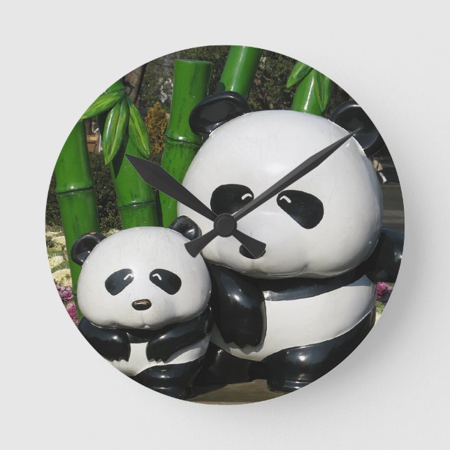 Ueno Zoo Panda Sign Runde Wanduhr (Vorderseite)