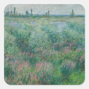 Ufer der Seine bei Vétheuil, Monet 1881 Quadratischer Aufkleber