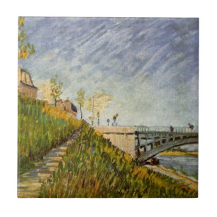 Ufer der Seine, Pont de Clichy von Vincent van Gog Fliese
