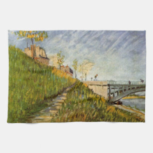 Ufer der Seine, Pont de Clichy von Vincent van Gog Geschirrtuch