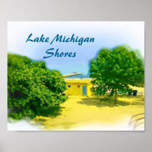 Ufer des Lake Michigan in Chicago Beach Poster