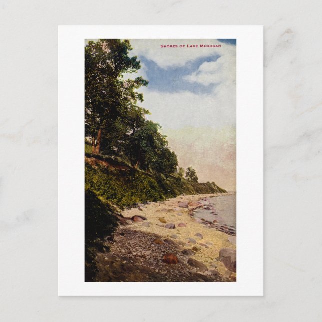 Ufer des Lake Michigan Vintage Postkarte (Vorderseite)
