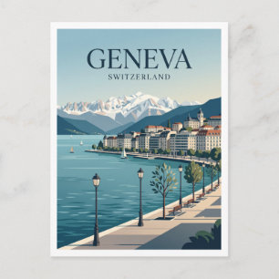 Ufer des Mont-Blanc Genf Schweiz Postkarte