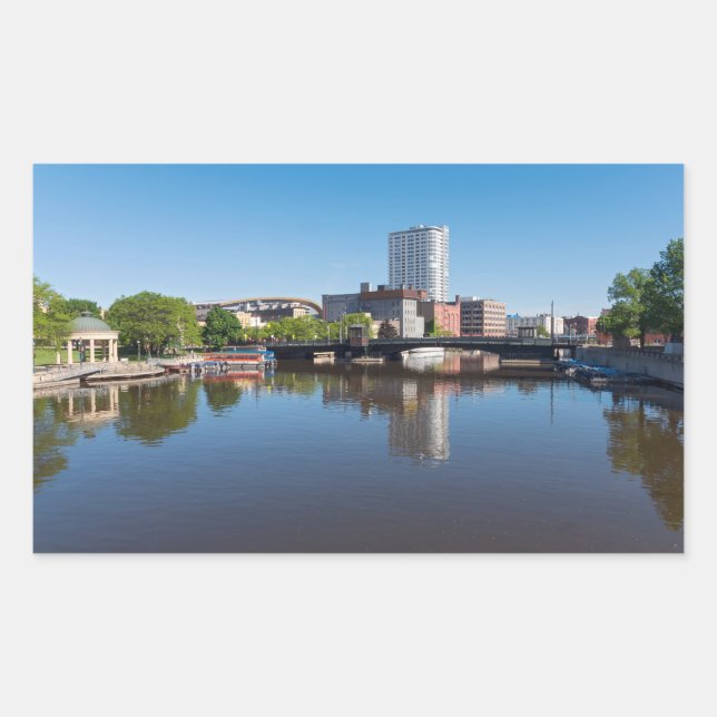 Uferbrücke und Staat Rechteckiger Aufkleber (Vorderseite)