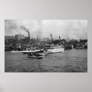 Ufergegend-Szene mit Schiffen von Seattle Poster