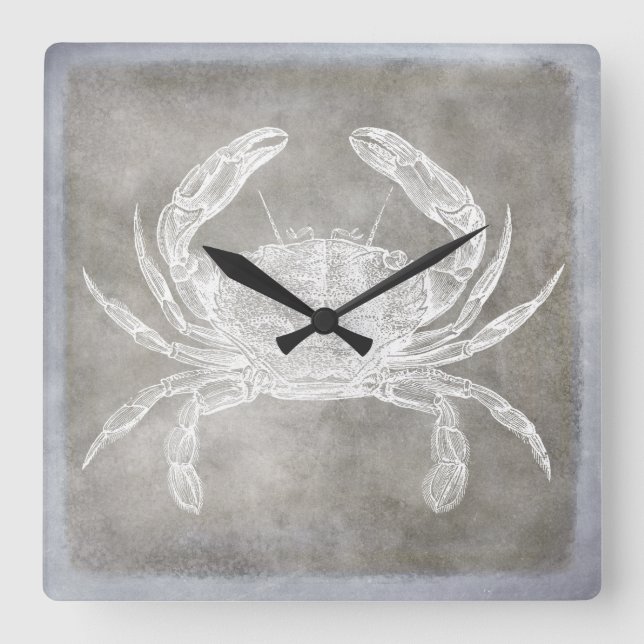 Uferkreifer-Silberschnecke-Neutral Quadratische Wanduhr (Vorderseite)