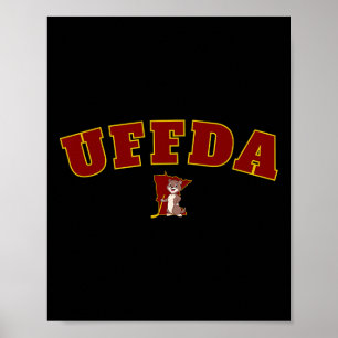 Uff-da Minnesota State Map Hockey Logo Grafik Mn Poster