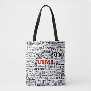 Uffda Funny Norwegischer Ausdruck Roter und Schwar Tasche
