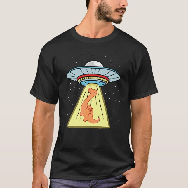 Ufo Abduction Brachiosaurus Dinosaurier T-Shirt (Vorderseite)