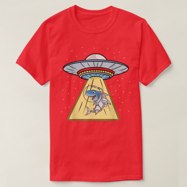 Ufo Abduction Shark Astronaut T-Shirt (Design vorne)