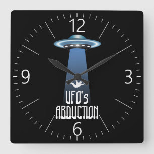 UFO Abduktion Quadratische Wanduhr