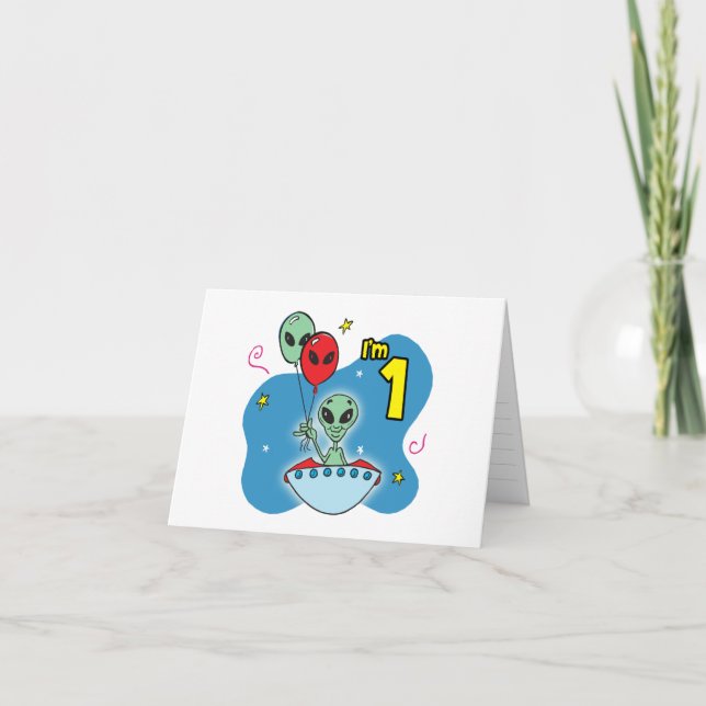 UFO Alien 1st Birthday Fill-in Einladung (Vorderseite)