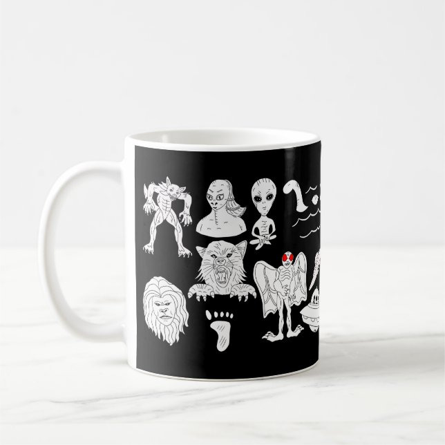 UFO, Alien, Bigfoot, Mothman, Dogman, Cryptids Kaffeetasse (Links)