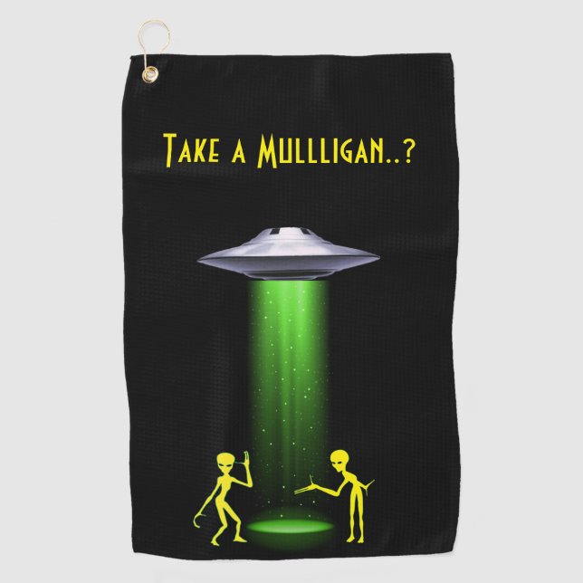 UFO Alien Entführung 👽 Wahrheit Mulligan Golfhandtuch (Vorderseite)
