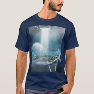 UFO-Alien-Raumschiff-Anhalter-Tee-T-Shirt T-Shirt