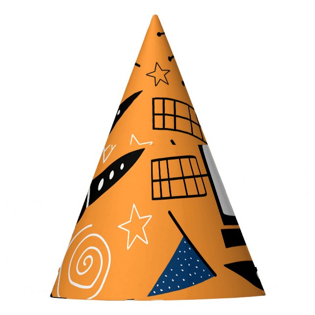 UFO-Alien, Raumschiffe, Kindermuster Partyhütchen (Vorderseite)