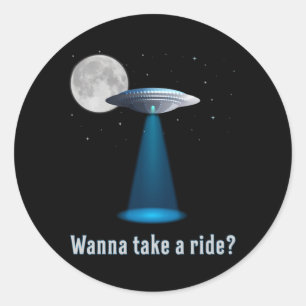 Ufo Alien Science Fiction Space Sci-Fi Funny Gift Runder Aufkleber
