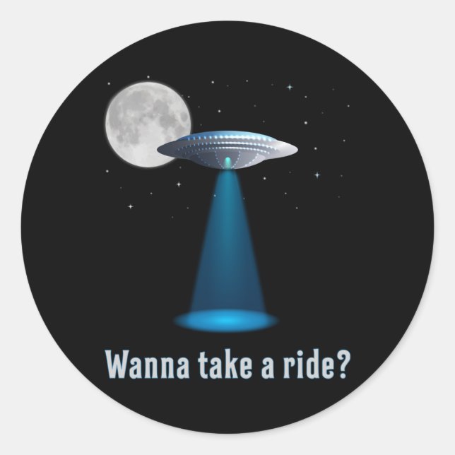 Ufo Alien Science Fiction Space Sci-Fi Funny Gift Runder Aufkleber (Vorderseite)