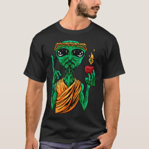 Ufo Alien Seltsam Ausländisch Cool Weltraum Fliege T-Shirt