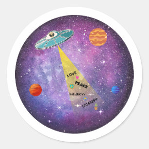 UFO Alien Weltraum Raumfahrtstars Runder Aufkleber