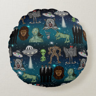 UFO Außerirdischen Chupacabra Bigfoot Cryptids Rundes Kissen