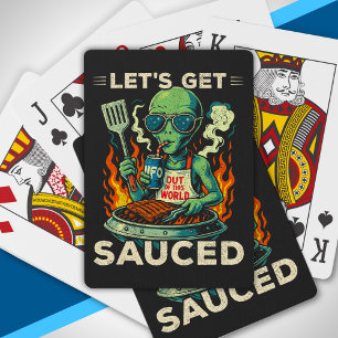 UFO BBQ Grill Picknick Lasst Uns Saucen Alien Lust Spielkarten