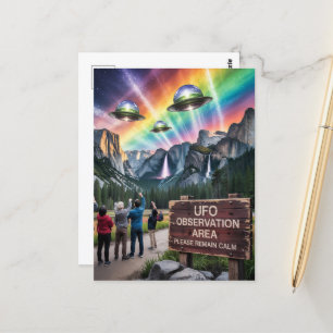 UFO-Beobachtungsfläche Bitte ruhig bleiben Postkarte