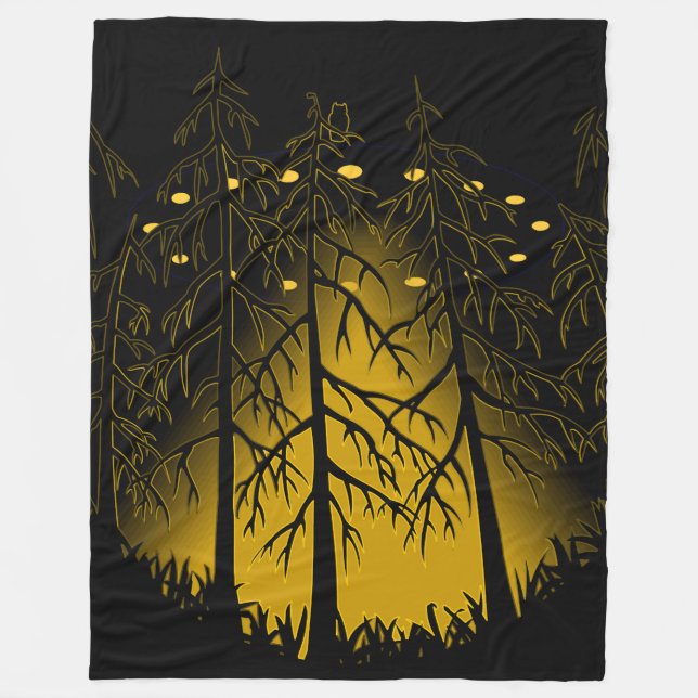 UFO Blanket Coolen UFO w. Owl Art Fleece Blanken (Vorderseite)