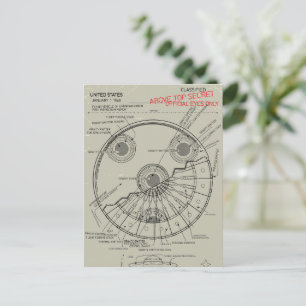 UFO Blueprint Einladungspostkarte