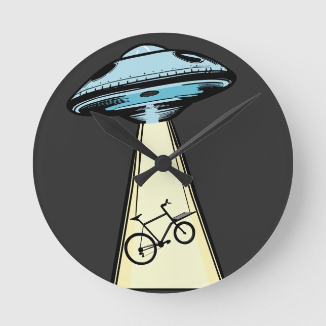 Ufo Cargobike, Lastenfahrrad, Lastenrad, Aliens Runde Wanduhr (Vorderseite)