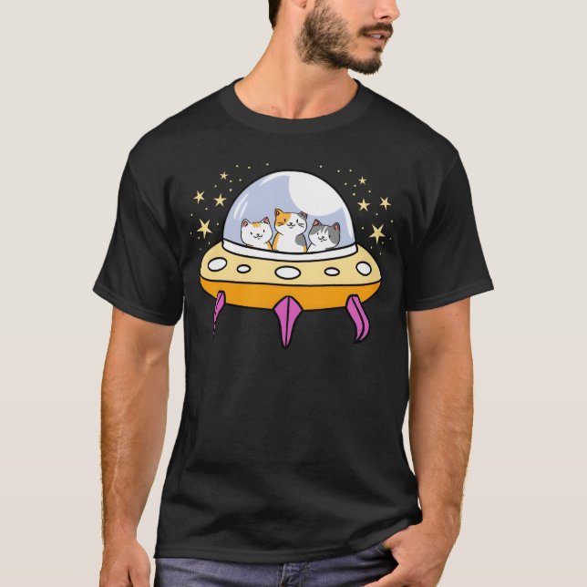 UFO Cat for Cat Lover Junge T-Shirt (Vorderseite)