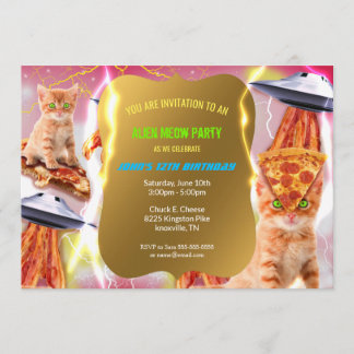Ufo Cat Geburtstagsparty Einladung