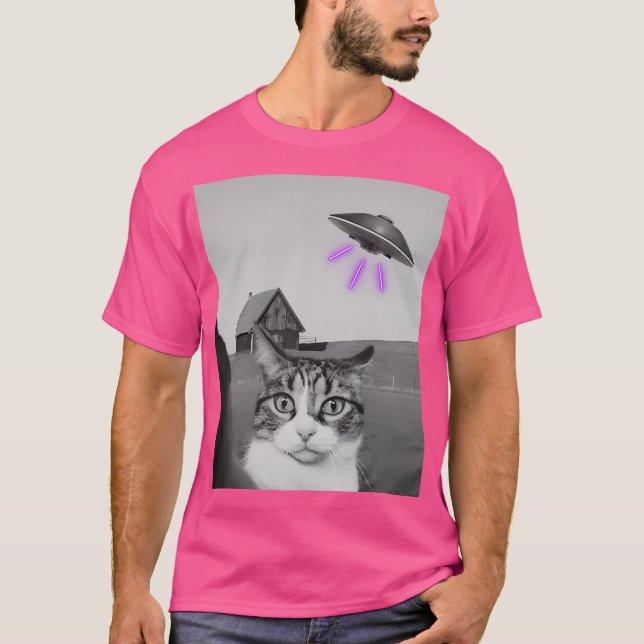 Ufo Cat Selfie T-Shirt (Vorderseite)
