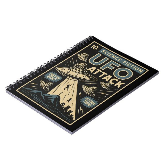 UFO Comic Book Style Notizblock (Linke Seite)