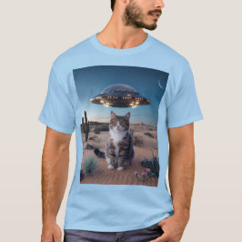 UFO Desert Cat Light Blue T - Shirt