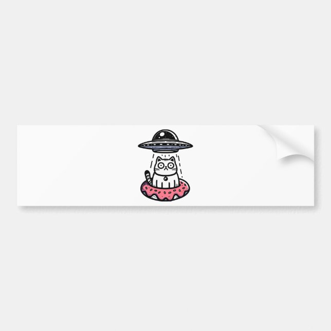 UFO Doughnut Cat Autoaufkleber (Vorne)