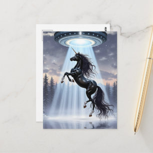 UFO-Entführung eines wunderschönen schwarzen Einho Postkarte