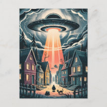 UFO-Entführungsnacht-Straßenillustration